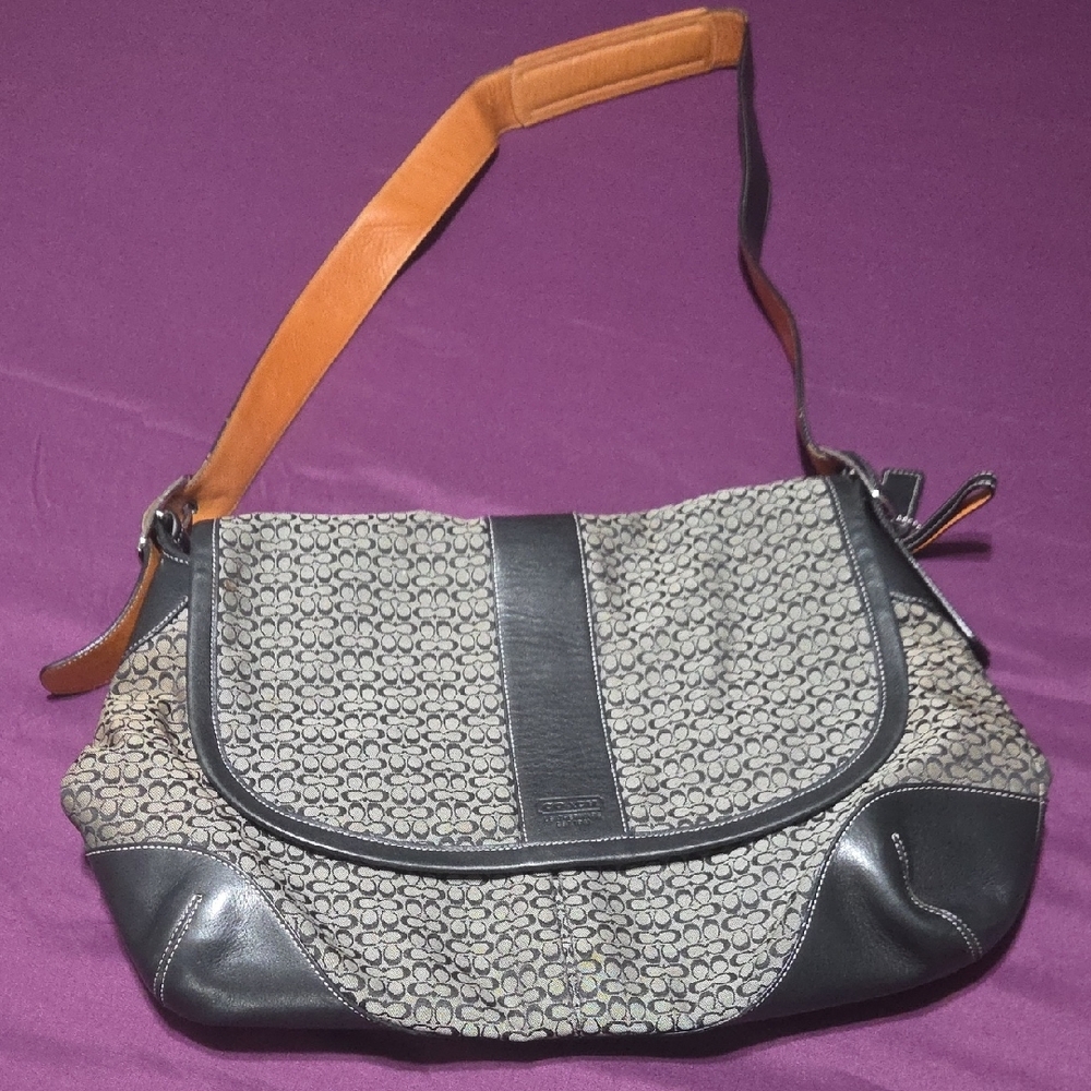 Coach Monogram Black and Gray Messenger Bag